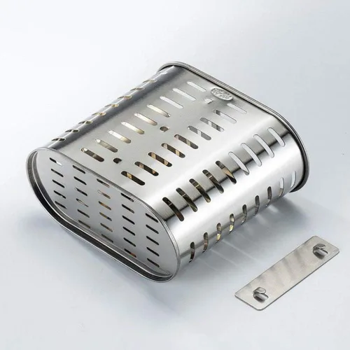 Vista 5 de Escurridor de utensilios de malla autoadhesivo, 2 compartimentos, palillos, cuchara, tenedor, cuchillo, escurridor de cubiertos, acero inoxidable 304