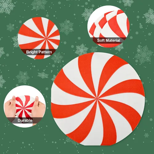 Vista 3 de Servilletas de papel de Navidad, 100 servilletas desechables de caramelo de menta redondas, piruletas de Navidad, decoración de vajilla, servilletas