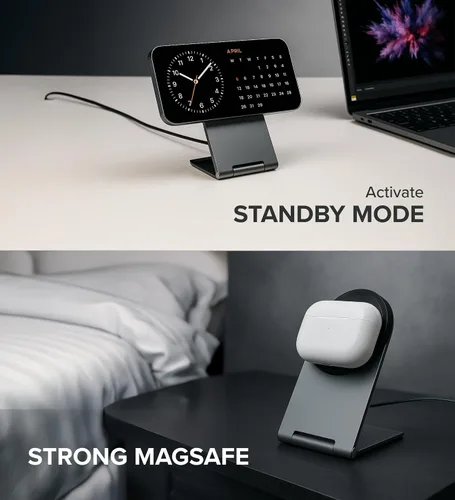 Vista 2 de InfinaCore Soporte de cargador inalámbrico magnético para dispositivos Apple, iPhone, AirPods, soporte de carga rápida de construcción duradera Azul