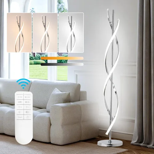 Vista 11 de ADISUN Lámpara de pie moderna de 31 W, lámpara de pie LED en espiral para sala de estar, lámpara de pie regulable de 3 colores con control remoto