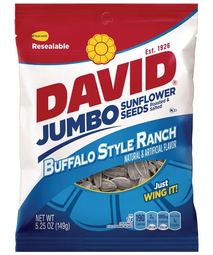 Vista 8 de DAVID Seeds Semillas de girasol jumbo saladas y tostadas con sabor a tocino a macarrones con queso, aperitivo apto para dieta cetogénica, bolsas