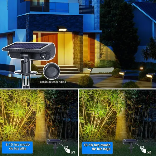 Vista 2 de Toodour Foco solar para exteriores, paquete de 2 luces solares