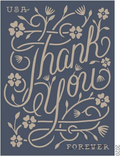 Vista 9 de USPS Thank You (Hoja de 20) Sellos Postage Forever 2020 Scott #5519-5522