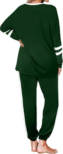 Vista 41 de Aloodor conjunto deportivo de 2 piezas para mujer, con sudadera con cuello redondo, sin botones