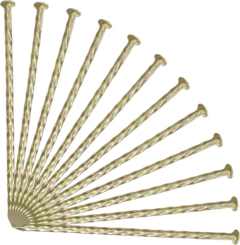 Vista 9 de Paquete de 50/100/150 estacas de jardín de 6 pulgadas, estacas de metal galvanizado dorado macizo no óxido, anclajes en espiral para bordes