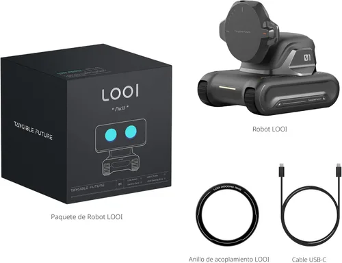 Vista 7 de LOOI Robot-Space Black-AI Compañero de escritorio, interacción de voz ChatGPT y Gemini, comprensión visual, personalidad y memoria, carga