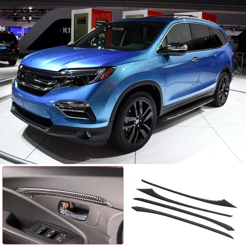 Vista 6 de 4 piezas de decoración de puerta delantera para Honda Pilot 2016-2022, fibra de carbono, paneles interiores de puerta interior automotriz