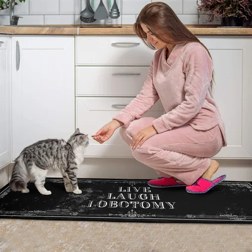 Vista 7 de Juego de 2 Alfombrillas de Cocina Góticas - Alfombras de Cocina Antideslizantes de Halloween Espeluznantes Negras Alfombra Gótica de Calavera
