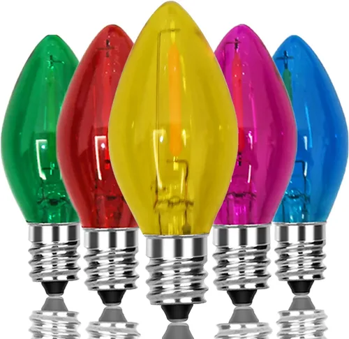 Vista 10 de Paquete de 6 bombillas LED C26 de repuesto, 3 V transparentes con punta de torpedo para candelabros de repuesto para lámparas LED de ventana con C26