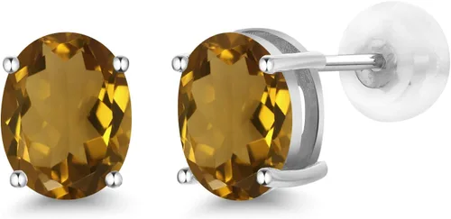 Vista 185 de Gem Stone King Aretes de oro de 14 quilates con piedra natal ovalada de 0.315 x 0.236 in Aretes de oro para mujer