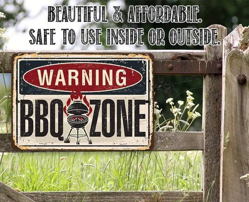 Vista 4 de Letreros de metal duradero para uso en interiores y exteriores, letreros y decoración de barbacoa, decoración y regalo de gran parrilla y barbacoa