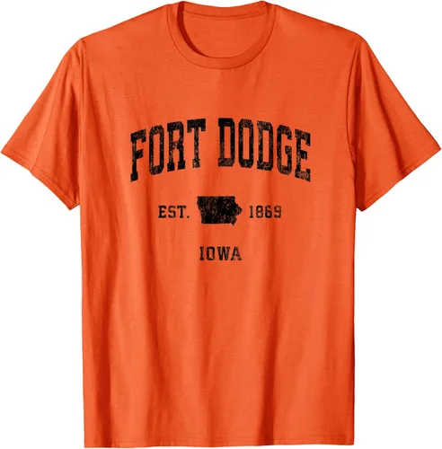 Vista 22 de Fort Dodge Iowa IA - Camiseta deportiva clásica negra con diseño deportivo, Gris