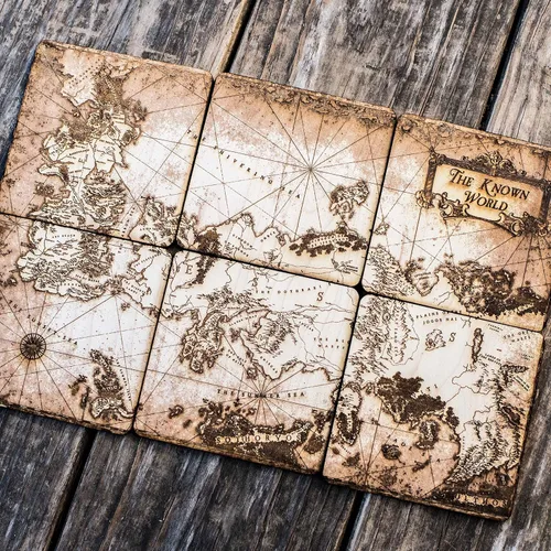 Vista 5 de Coasters - The Known World Wood Coaster Set 4x4in Raw Wood