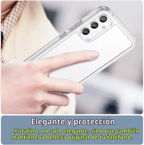Vista 6 de Funda para Samsung A34 5G, Samsung Galaxy A34 5G, con protector de pantalla de vidrio templado, 4 bolsas de aire integradas, no amarillea, funda
