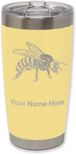 Vista 13 de LaserGram Vaso aislado al vacío de 20 onzas, abeja miel, grabado personalizado incluido (negro)