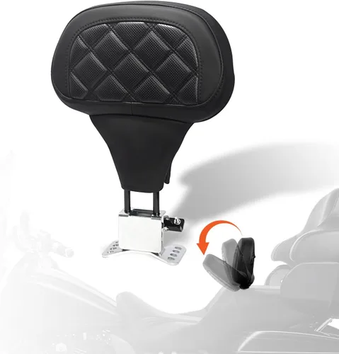 Vista 9 de FOVPLUE Respaldo Ajustable para Pasajero, Almohadilla Desmontable para Respaldo del Conductor Enchufable con Kit de Montaje para Harley Touring