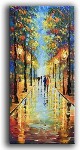 Vista 14 de Tyed Art - Pinturas al óleo de 24 x 48 pulgadas sobre lienzo, arte 100% pintado a mano, obra de arte contemporánea, obra de arte abstracta, arte