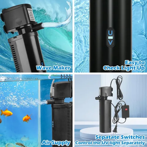 Vista 5 de Hypool Filtro de acuario U-V de 600 GPH para tanque de peces grande de 100 a 500 galones, bañera de inmersión fría, filtro de estanque de piscina