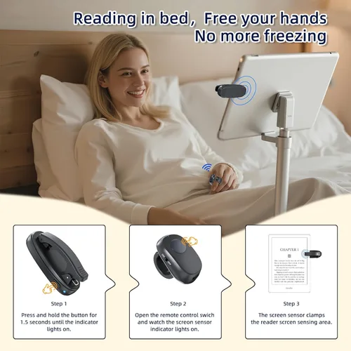 Vista 19 de Girador de páginas remoto Kindle, clic automático de página con clip para Kindle y tabletas, control de página de avance con un botón, control