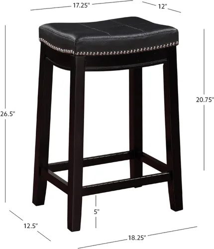 Vista 3 de Linon Claridge Taburete de mostrador, negro, 26 x 18 x 12.75 pulgadas