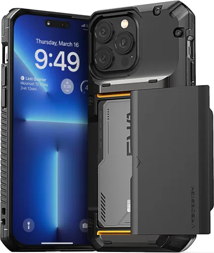 Vista 47 de VRS DESIGN Damda Glide Pro - Funda para iPhone 12 Pro Max, con [4 tarjetas] Premium Robusta [Semiautomática] Funda para tarjeta de crédito