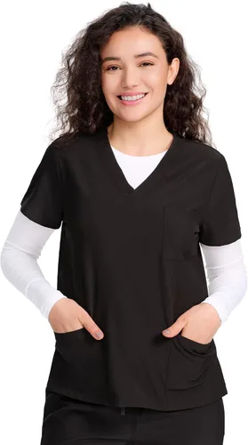 Vista 6 de COZYFIT Camisetas de Scrub de Manga Larga para Mujer - Camiseta Cómoda para Usar Debajo del Uniforme Blanco
