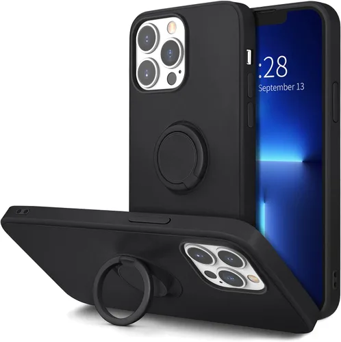 Vista 12 de Hython Funda para iPhone 13 Pro Max con soporte de anillo [soporte de anillo giratorio de 360° con soporte magnético] [forro de microfibra suave]