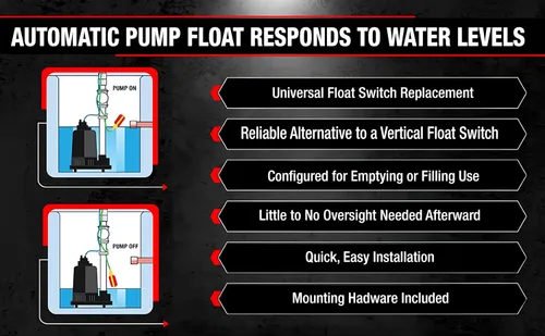 Vista 6 de Interruptor de flotador para bomba de sumidero, sensor de nivel de agua de 6 pies con microinterruptor Honeywell y longitud de sujeción ajustable
