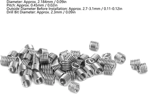Vista 5 de Kit de inserción de rosca de alambre de 50 piezas, acero inoxidable 304 NPT UNC 2-56 x 1-3D 0.435P Tornillos Surtido de manguitos helicoidales