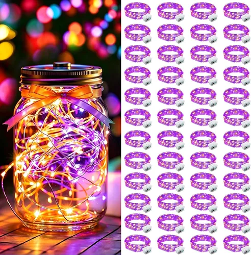 Vista 44 de AIKEI Paquete de 12 luces LED de hadas que funcionan con pilas, guirnaldas de luces impermeables de 7 pies, 20 luces LED de luciérnagas estrelladas