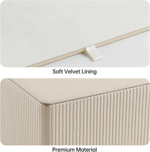 Vista 4 de Funda de caja de pañuelos de cuero sintético PU rectangular con cierre magnético, soporte de caja de pañuelos moderno para mesitas de noche de baño