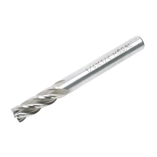 Vista 5 de Fresas de extremo HSS de 1/4 de pulgada con 4 flautas y vástago recto, paquete de 2 Straight Shank M2 Steel End Mills CNC Milling Machine Router