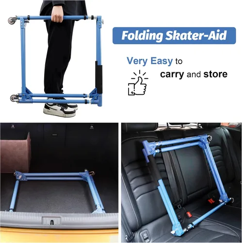 Vista 4 de GanFindX Patinador plegable para niños, patinaje sobre ruedas, entrenador de patinaje para niños pequeños, altura ajustable, caminante