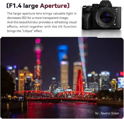 Vista 6 de TTartisan Lente de inclinación F1.4 de 1.969 in, compatible con cámaras Sony E-Mount sin espejo de fotograma completo Alpha a7 a7II a7III a7R a7RII