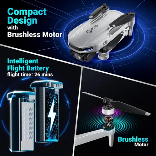 Vista 5 de Contixo F28A - Dron GPS para adultos plegable, cámara 2K, motores sin escobillas, tiempo de vuelo de 26 minutos, dron de control remoto FPV