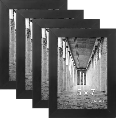 Vista 24 de DOAI ART Marco de fotos de 5x7 pulgadas, marco negro de 5x7 pulgadas para exhibición horizontal o vertical con montaje en pared y sobremesa Marco
