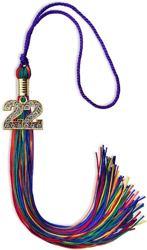 Vista 163 de Endea Graduation Borla de doble color con dije dorado (negro/oro brillante, 2022)