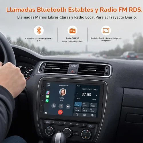 Vista 5 de Haudio Estéreo de Coche de 7" Doble DIN con Apple CarPlay Inalámbrico y Android Auto, Radio de Coche Bluetooth con Pantalla Táctil, Navegación