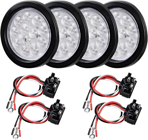 Vista 10 de Kit de tapones de cableado con cubierta de hule para luz trasera LED redonda de 4", 12 ledes, para RV, camioneta