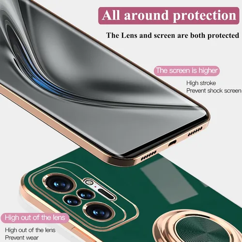 Vista 7 de Compatible con Xiaomi Redmi Note 10 Pro Case Ring Holder Magnet Silicone, Xiaomi Redmi Note 10 Pro Funda de silicona delgada blanca cubierta negra