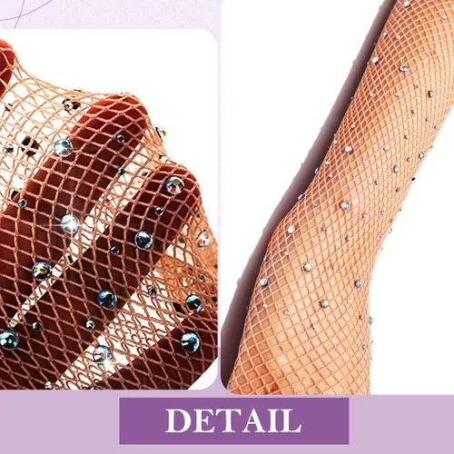 Vista 3 de Guantes largos de malla con diamantes de imitación, guantes de red brillantes de moda, ópera, rave, fiesta, disfraces, guantes para mujeres y niñas