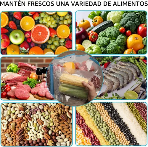 Vista 5 de Bolsas Sous Vide 28 piezas, sin BPA, reutilizables, con válvula de aire, almacenamiento de alimentos de doble capa para cocinar, almacenar alimentos