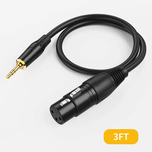 Vista 7 de CableCreation 1/8 pulgada 3.5mm a XLR Cable, Cable de micrófono estéreo XLR hembra balanceado a macho de 3.5mm, cable de micrófono de 3 pines XLR a