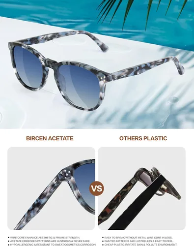 Vista 29 de Gafas de sol polarizadas para mujer con protección UV para mujer, a la moda, grandes sombras con marco de acetato BC2110