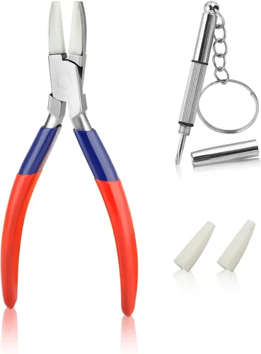 Vista 11 de Kit de reparación de lentes con destornillador y caja de almacenamiento, juego de alicates ópticos para lentes de ojos, alicates de ajuste de gafas
