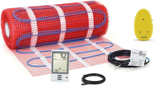 Vista 17 de Kit de alfombrillas calefactoras de suelo de 7.5 pies cuadrados de 120 V, sistema eléctrico de calefacción de suelo radiante, termostato