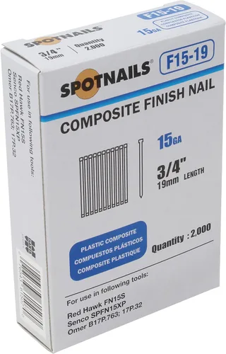 Vista 2 de Spotnails F15-19 15GA 3/4" Pierna Acabado Compuesto Uñas 2000 Recuento