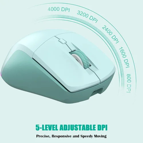 Vista 3 de LeadsaiL Ratón inalámbrico Bluetooth, mouse recargable de computadora de modo dual con botones laterales, diseño ergonómico, clic silencioso, DPI