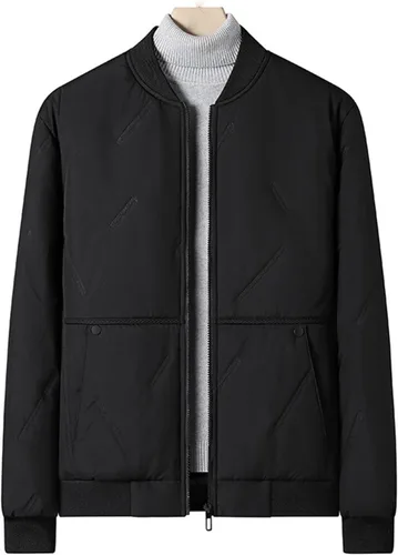 Vista 5 de Chaquetas acolchadas para hombre, cálidas, con cremallera, casual, chaqueta bomber softshell gruesa cortavientos, chaqueta universitaria, abrigos