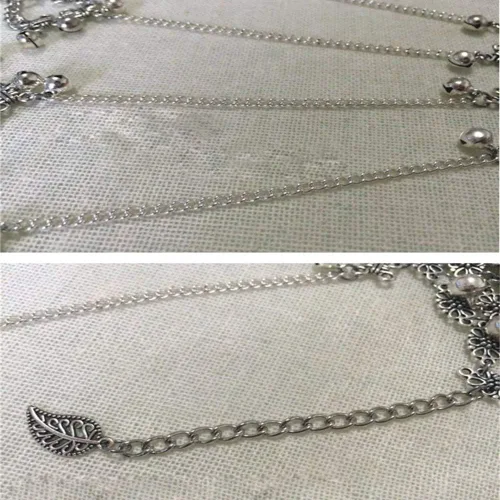 Vista 6 de YERTTER Pulsera gótica para mujer, con borla, estilo hip hop Street Dancing Cosplay para Halloween y festivales especiales (plata de la vendimia)